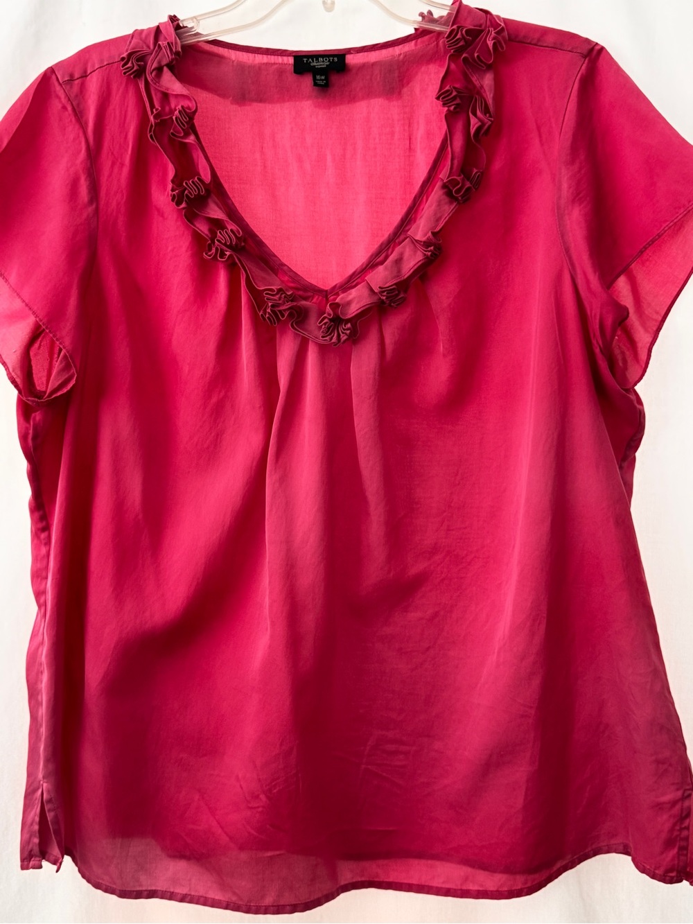 Talbots Rose Pink Women’s Ruffle V-Neck Blouse